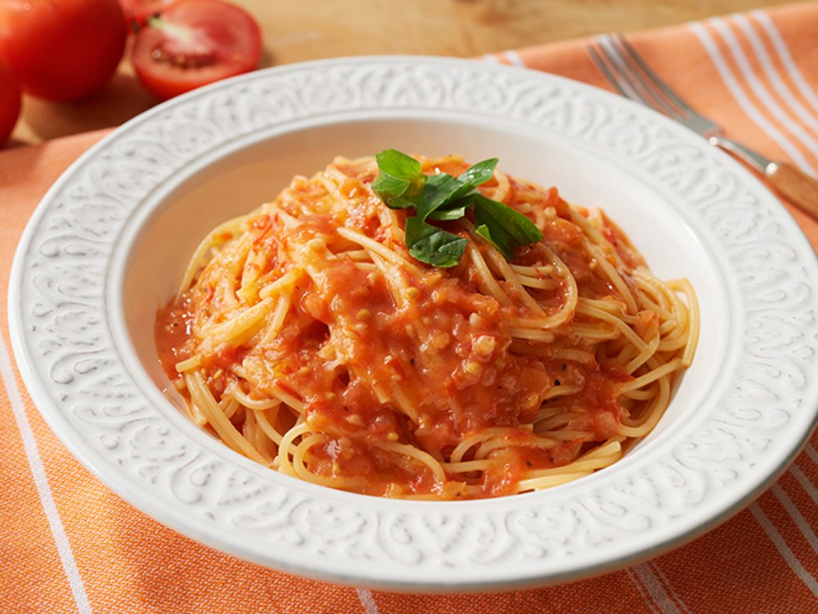 トマトソースパスタの写真