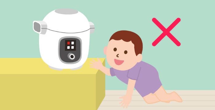 子供だけで使わせたり、乳幼児の手の届くところで使用しないのイラスト